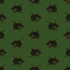 Beautiful insects on seamless background