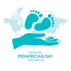 National Pediatrician Day vector. Hands with baby feet icon vector. Baby footprint and hands silhouette graphic design element. January 28 every year. Important day