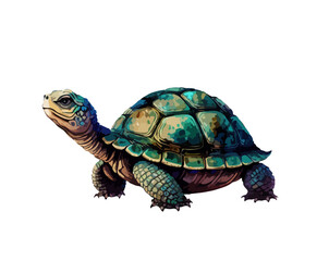 Cartoon turtle on a white background. Vector illustration