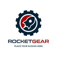 Rocket gear vector logo template. This logo design use gear and rocket symbol. Suitable for technology. © ismadesign