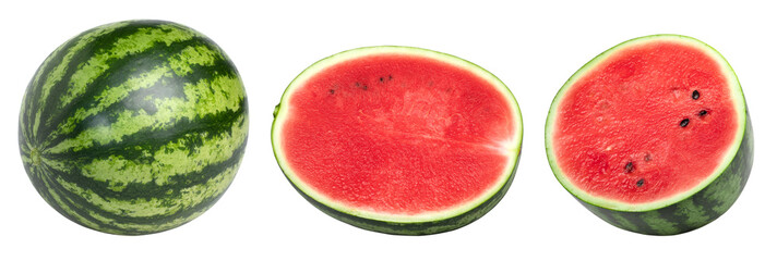 watermelon, half, and slices isolated, transparent png, collection, PNG format, cut out