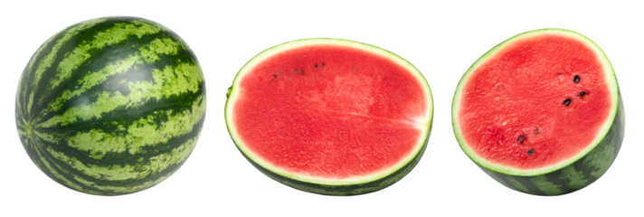 watermelon, half, and slices isolated, transparent png, collection, PNG format, cut out
