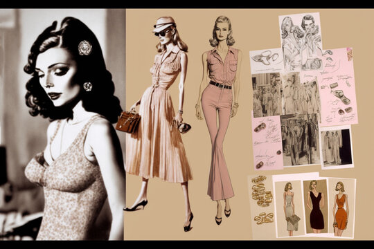70s Fashion Frenzy: A Collage of Retro Styles, Vintage Glamour