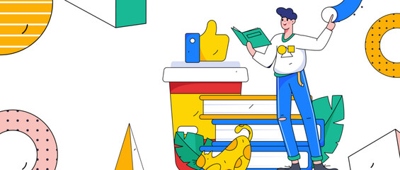 Education study vector flat character illustration
