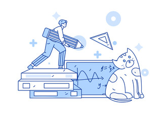 Education study vector flat character illustration
