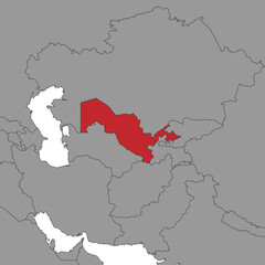 Fototapeta na wymiar Uzbekistan on world map. Vector illustration.