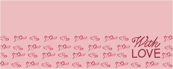 Valentine day pattern. Happy Valentine's day background. Simple horizontal Valentine banner. Vector illustration.