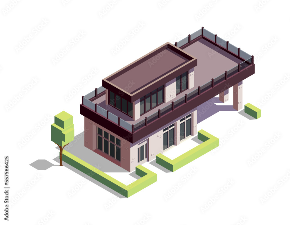 Poster isometric suburban house