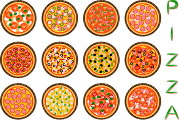 Various sweet tasty pizza