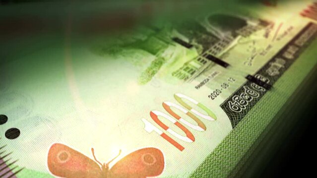 Sri Lanka money Sri Lankan Rupee money counting. LKR banknotes. Fast cash note count macro loop. Business, finance and economy. Loopable and seamless concept.