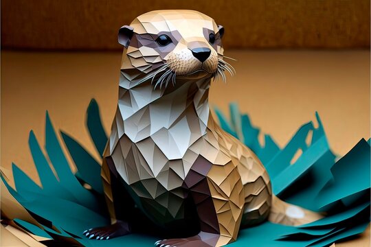 Adorable Paper Art Of A Cute Otter