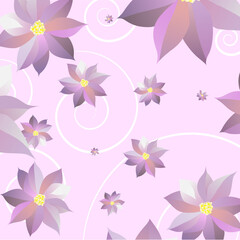 Vector pattern with flowers on isolated background. 