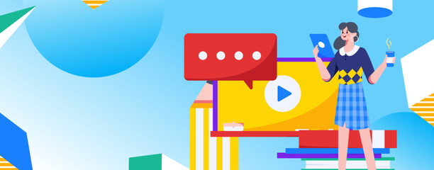 Education study vector flat character illustration
