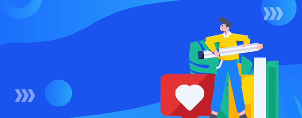 Education study vector flat character illustration
