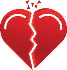 Broken heart or heartbreak or divorce vector valentine icon 
