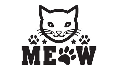 meow svg, cat svg, Cat Svg Bundle, Cat T-Shirt, Cat svg design, Modern brush lettering, animal svg, cat mom, Vector isolated illustration, cat mom svg