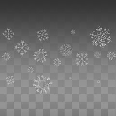 White Snowfall Vector Transparent Background.