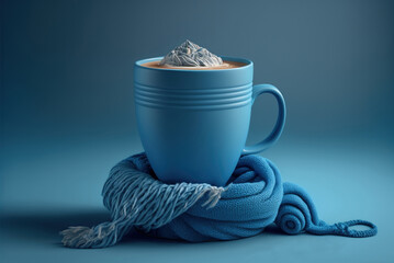 Blue Monday coffee cup concept, the most sad and depressing day of the year, generative ai - obrazy, fototapety, plakaty