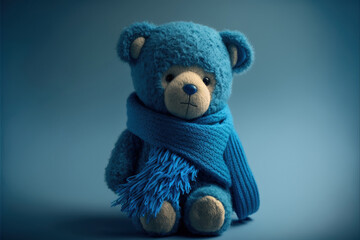 Blue Monday teddy bear concept, the most sad and depressing day of the year, generative ai - obrazy, fototapety, plakaty