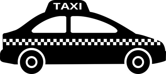 Taxi symbol icon, black on white background