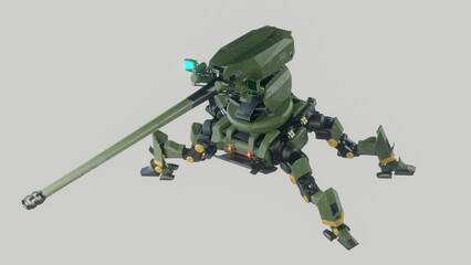 Artillery robot .artillery robot automatic security.  3D artwork.3D rendering.3D illustration