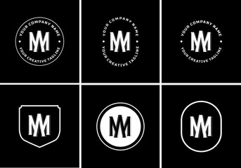 Letters AM or MA monogram template logo initial, badge design