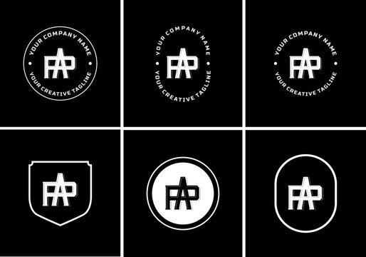 Letters AP or PA monogram template logo initial, badge design