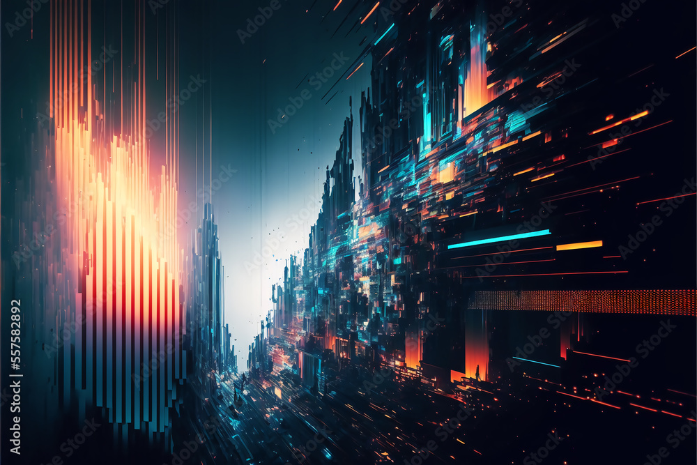 Poster abstract data glitch background. generative ai