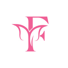 flower beautiful beauty logo letter F