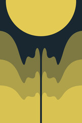 Kunst, Grafik, in Gelb und Blau.