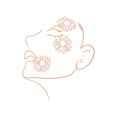 Women's Face With Flowers