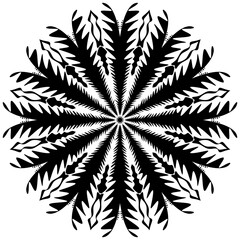 black and white mandala leaf curve style floral plant ornament stylish decoration illustration 