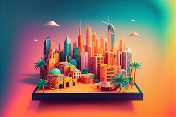 Obraz premium City illustration in abstract pastel colors