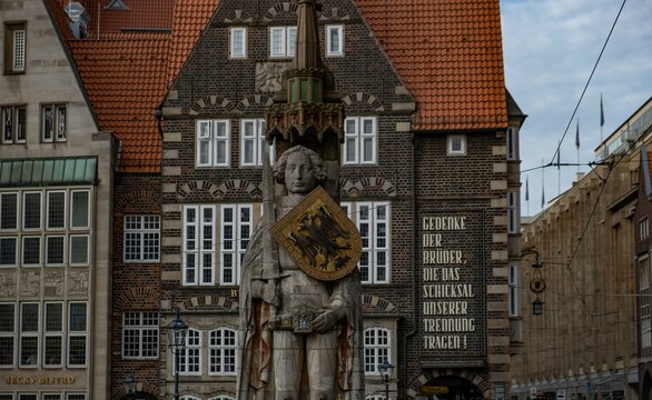Bremen, Germany. Cityscape image of Hanseatic City of Bremen, Germany with historic Market Square and Town Hall at summer sunrise, schnoor vertil the old city weser river Bremen Hauptbahnhof 