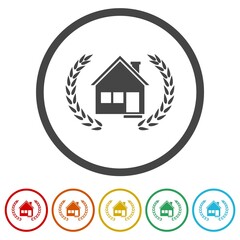 Ecology Real Estate Building. Set icons in color circle buttons