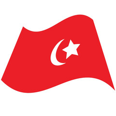 Turkey flag on white background. Vector illustration.