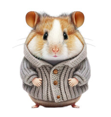 Cute hamster wearing a sweather on a transparant background