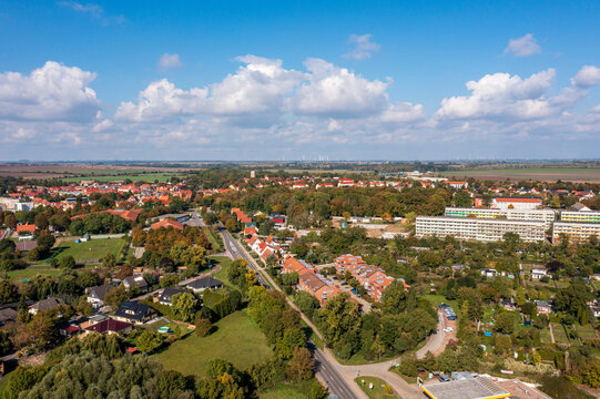 The city of Wanzleben-Börde near Magdeburg from above ( Saxony-Anhalt / Germany )