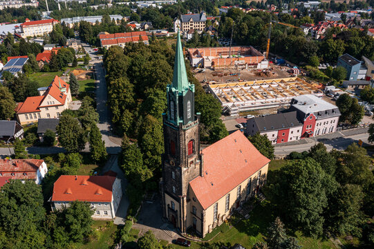 The city of Neugersdorf from above ( Saxon Switzerland-Osterzgebirge region, Saxony / Germany )