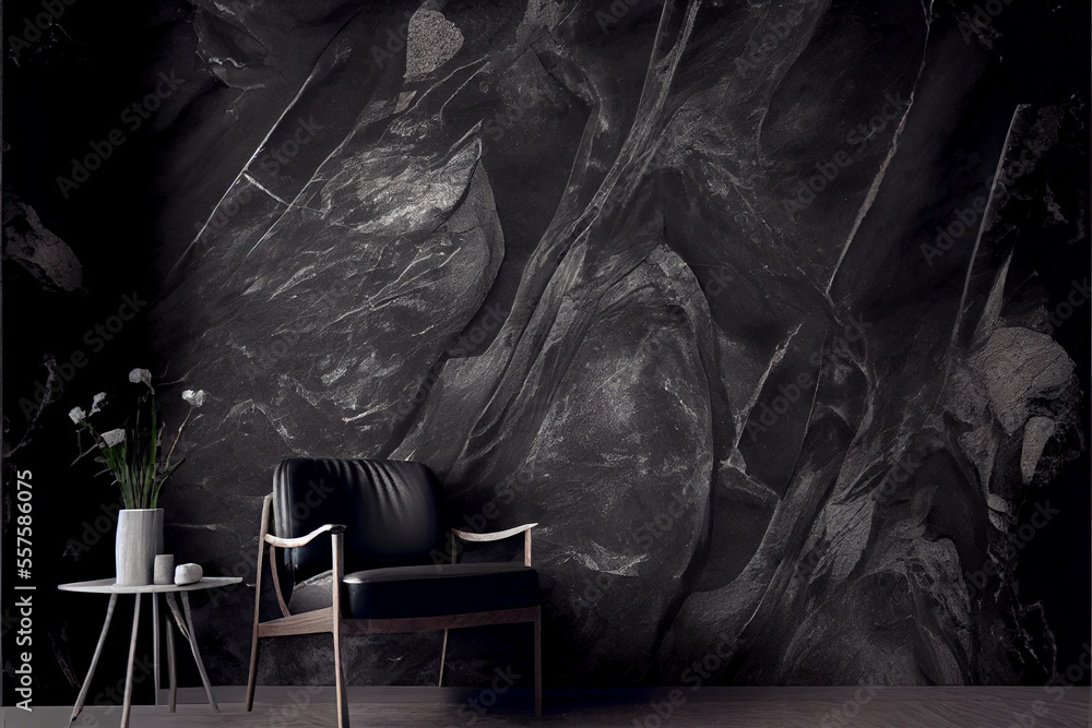 Wall mural black dark textured concrete stone wall background