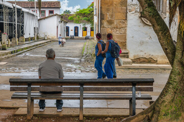 Paraty, Rio de Janeiro, Brazil - December 28, 2022 - architecture and ancient streets in the city of Paraty - Rio de Janeiro - Brazil.