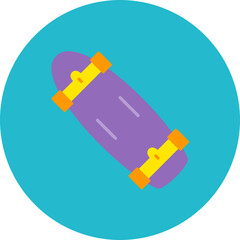 Skateboard Multicolor Circle Flat Icon