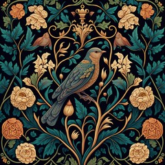 floral with bird