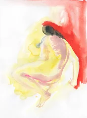 Gordijnen abstract woman. watercolor painting. illustration.  © Anna Ismagilova