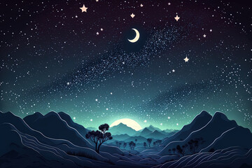 Fototapeta premium nighttime scene with a starry background. Generative AI