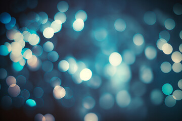 Abstract bokeh background blue lights. Generative AI.