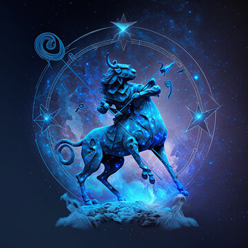 sign of sagittarius, zodiac, cosmos, sagittarius, 3d , generated by AI