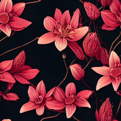 Watercolor floral seamless pattern. Generative AI.