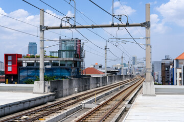 Fototapeta na wymiar MRT train railway, railway station in the city, railway station in the country, railway in the city