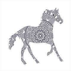Llama and horse for coloring book,coloring page,colouring picture and other design element.Vector